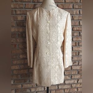 Jaeger Vintage Jacquard Tapestry Print Long Sleeve Blazer Jacket Size 12.